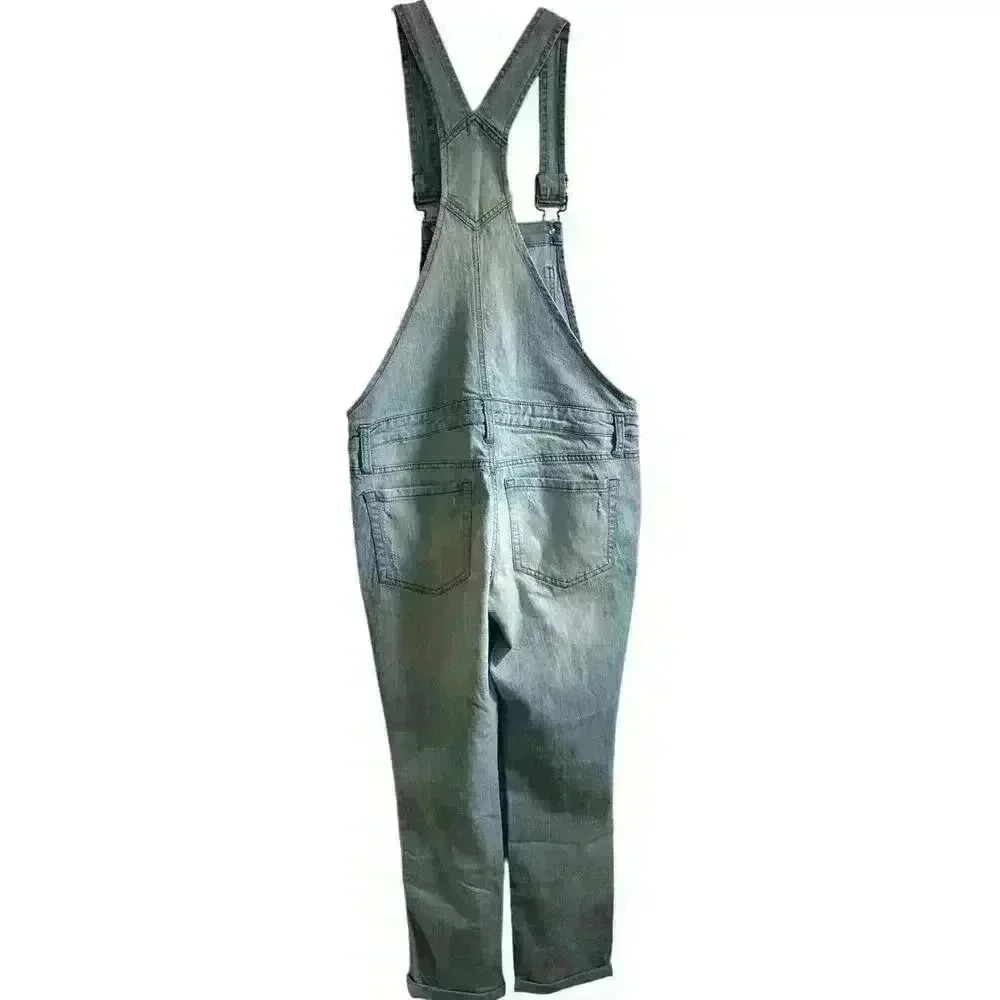 LEI LIGHT WASH DISTRESSED BIB OVERALLS SIZE M - Picture 8 of 13